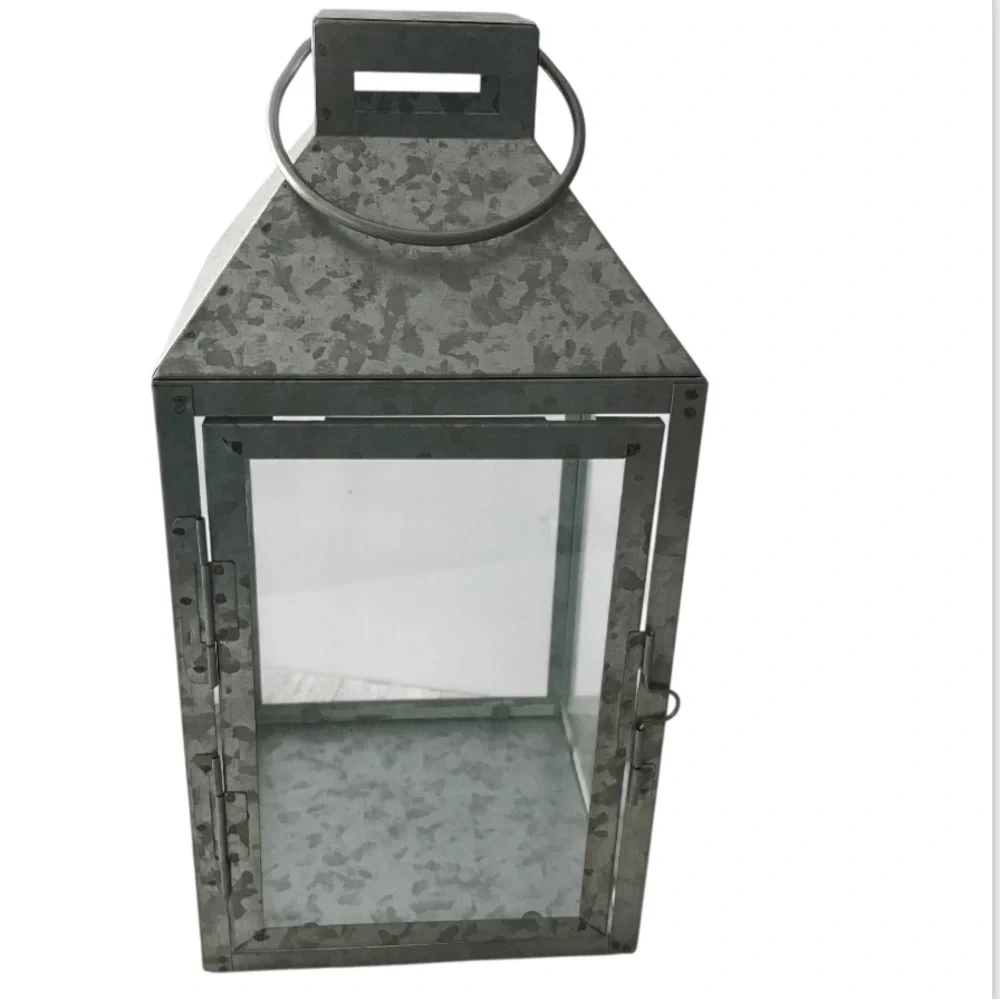 Rustic Gray Metal Lantern